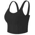 Soutien-gorge de sport noir à larges bretelles et design crop top pour yoga et course - Noir