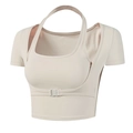 Dames yoga crop top en sport bh set in roomwit van ademende sneldrogende stof - Wit
