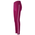 Leggings de yoga de cintura alta rojo rosa para mujer con rayas laterales blancas - Rosa rojo