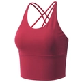 Cross-back padded sports bra in deep red, high-elasticity breathable yoga vest - Vintage Rose