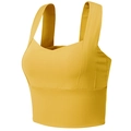 Ginger yellow racerback sports bra with heart-shaped neckline for yoga and running - S / Yellow
