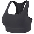 High-impact racerback sports bra in dark gray featuring breathable mesh and support band - Black