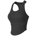 Détail d'une brassière de sport noire à dos nageur et ourlet arrondi élégant - Noir
