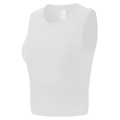 White ribbed knit sleeveless fitness tank top with a stylish crisscross waist detail - S / White
