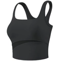 Sujetador deportivo negro para mujer con cuello cuadrado y detalle de malla en bajo - S / Negro
