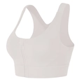 Sujetador deportivo blanco de alto impacto con cremallera frontal y tirantes anchos - S / crema