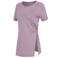 Top yoga viola da donna ad asciugatura rapida con coulisse laterale e spacco laterale - S / Rosa