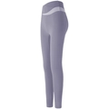 Leggings da yoga viola a vita alta con cuciture a contrasto a onde bianche - S / Viola