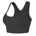 High-impact black sports bra with front zipper closure and wide supportive shoulder straps - Black