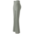 High-waisted flared yoga pants in sage green with a slim-fit V-cross waistband design - M / Gray