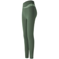 Leggings yoga a vita alta verde oliva con inserti a contrasto verde chiaro e cuciture - S / Verde