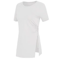 Top sportivo bianco ad asciugatura rapida con coulisse laterale e orlo con spacco - S / Bianco