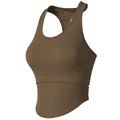 Soutien-gorge de sport côtelé marron avec dos nageur et ourlet arrondi pour femme - Marron