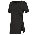 T-shirt sport noir pour femme séchage rapide avec cordon de serrage et fente latérale - Noir
