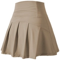 High-waist pleated tennis skirt in khaki quick-dry fabric for women's fitness sports - Almond (Without Pocket)