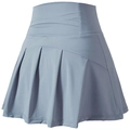 Women's light grey blue high-waisted pleated athletic skort with quick-dry fabric - Light Blue (With Pocket)