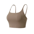Sujetador deportivo de Lycra marrón con tirantes finos y cuello cuadrado para yoga - Cacao