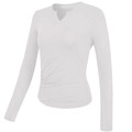 Top yoga bianco a maniche lunghe con scollo a V, arricciatura laterale e imbottitura interna - S / Bianco
