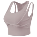 Brassière de sport à maintien élevé et dos croisé en tissu côtelé rose poudré - S / Hauts / Rose Poudré