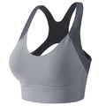 Brassière de sport grise à dos nageur avec large bande pour entraînement intensif - S / Gris clair