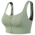 Soutien-gorge de sport vert sauge à fermeture éclair avant et maintien élevé fitness - Vert