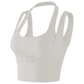 Sujetador deportivo blanco con cuello halter y hebilla frontal para yoga y fitness - S / crema