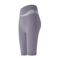 Purple high-waisted yoga shorts with grey contrast panels for fitness and cycling - Purple