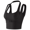 Sujetador deportivo negro con tiras múltiples y hebilla ajustable para fitness yoga - S / Negro