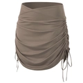 Jupe-short de sport kaki pour femme avec cordon de serrage latéral et taille haute croisée - S / Cacao