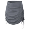 Jupe-short de sport gris foncé taille haute croisée avec cordons de serrage ruches - S / gris foncé