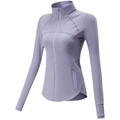 Veste de sport yoga lavande avec col montant et manches à passe-pouce - Violet