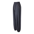 High-waisted loose sports joggers with elastic waist and contrast stitching details - Black