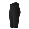 High-waisted black yoga shorts for women featuring slim-fit stretch fabric in mid-thigh length - S / Black