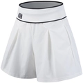 White high-waisted pleated sports shorts with a wide ribbed waistband and black trim - White