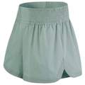 High waist light green 2-in-1 sports shorts with elastic waistband for running and yoga - S / Green