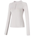 Dames sporttop met lange mouwen, opstaande kraag en halve rits voor yoga en fitness - S / Broken Wit