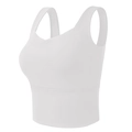White high-impact sports bra with wide straps and breathable fabric for yoga and running - S / White