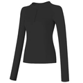 Nauwsluitende zwarte sporttop met lange mouwen en rits, sneldrogend materiaal - S / Zwart