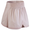 Women's high waist loose sports shorts in pink with smocked waistband and side slits - S / Pink