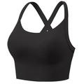 Soutien-gorge de sport noir sans couture à maintien élevé avec ourlet côtelé pour yoga - S / Noir