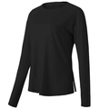 Schlankes schwarzes Damen Sport-Langarmshirt mit Daumenlöchern aus schnell trocknendem Stoff - S / Schwarz