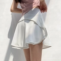Gonna-pantalone da tennis bianca a vita alta con design a balze e fodera interna - S / Bianco