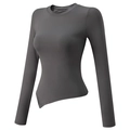 Haut de sport ajusté pour femme avec dos ajouré à cordon et coupe d'ourlet irrégulier - Gris