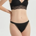 Set lingerie in seta e pizzo nero con bralette smerlata e slip coordinati - M / Nero