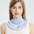Soft light blue 100% silk knitted neck warmer featuring a premium ribbed turtleneck design - Light Blue