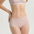 Bragas de seda rosa pálido para mujer con ribete de encaje y diseño sin costuras - M / Rosa
