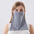 Light gray pure mulberry silk sun protection face mask with neck gaiter and ear loops - One Size / Dark Gray