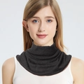 Elastic 100% mulberry silk knitted neck gaiter in black with thermal ribbing - Black