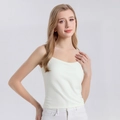 Slim fit pure white mulberry silk camisole with built-in chest pads and thin straps - M / White