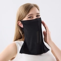 Breathable black mulberry silk sun protection mask with ear loops for full face coverage - One Size / Black